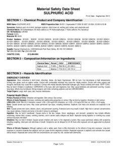 Material Safety Data Sheet SULPHURIC ACID Print Date: September 2011