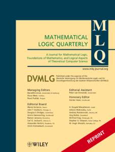 M L Q MATHEMATICAL LOGIC QUARTERLY