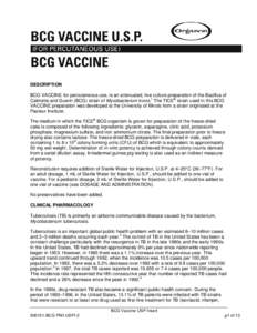 BCG Vaccine Package Insert