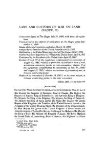 Laws and customs of war on land (Hague, II)