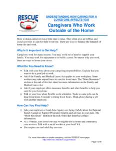 Caregivers Who Work Outside of the Home