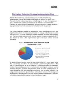 Annex  The Carbon Reduction Strategy Implementation Plan [NOTE: Whilst not forming part of the Strategy document itself, the following Implementation Plan will be submitted to the Cabinet for approval on 15 JulyTh