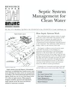 RESOURCE P A P E R Septic System Management for Clean Water