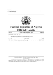 Extraordinary  B 1281 Federal Republic of Nigeria Official Gazette
