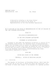 Oklahoma / Oklahoma Legislature / Standing Rules of the United States Senate / United States House of Representatives / Quorum / Governor of Oklahoma / United States Senate / Speaker / Parliament of Singapore / Government / Government of Oklahoma / State governments of the United States