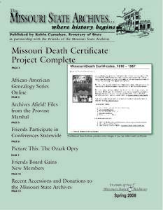 Missouri State Archives Newsletter, Spring 2008