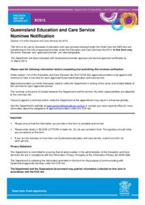 Queensland education and care service nominee notification form