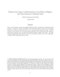 Evidence from Lagos on Discrimination across Ethnic, Religious, and Class Identities in Informal Trade Shelby Grossman & Dan Honig∗ AugustAbstract