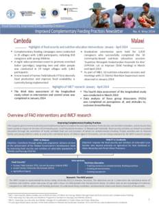 Improved Complementary Feeding Practices Newsletter  Cambodia Highlights of food security and nutrition education interventions: January - April 2014
