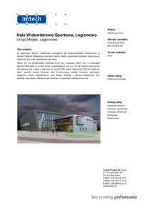 Referencja - Legionowo - Hala widowiskowo-sportowa