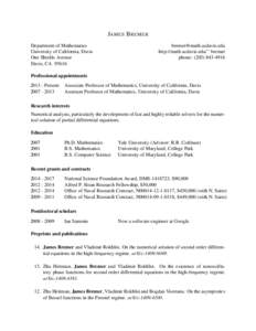 JAMES B REMER Department of Mathematics University of California, Davis One Shields Avenue Davis, CA 95616