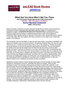 weLEAD Online Magazine - Book Review of "If It Is To Be It's Up To Me"