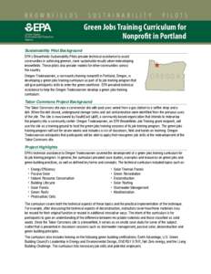 Green Jobs Training Curriculum for Nonprofit in Portland