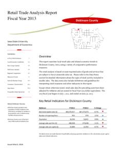 Retail Trade Analysis Report Fiscal Year 2013 Dickinson County  Iowa State University