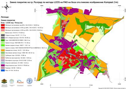 Земно покритие на гр. Разград по метода LCCS на FAO на база спътниково изображение Kompsat (1m