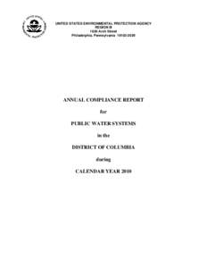Annual Compliance Report for Public Water Systems in the District of Columbia During Calendar Year 2010