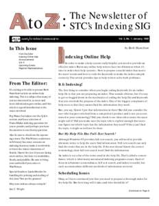 :  to The Newsletter of STC’s Indexing SIG
