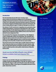 Research Brief: Title I IB Schools (2009–2010) IB Global Research, May[removed]Introduction