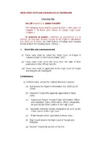 HIGH COURT OF PUNJAB AND HARYANA AT CHANDIGARH  Correction Slip No.120 Rules/II.D.4, dated[removed]The following Rules shall be added as Part K after part J of Chapter 7 of Rules and Orders of Punjab High Court,