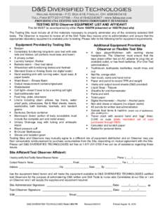 D&S Diversified Technologies Mailing Address -- P.O. Box 418, Findlay, OH[removed]Toll Free[removed] – Fax[removed]www.hdmaster.com PROVIDING CNA TESTING SOLUTIONS THROUGHOUT TENNESSEE  TESTING SITE/ Obs