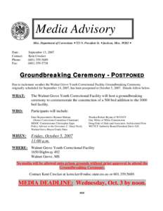 Microsoft Word - Media Advisory - Date Change _2_.doc