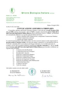 Unione Zoologica Italiana  onlus Direttivo U.Z.I. – Elvira De Matthaeis (Roma) Presidente