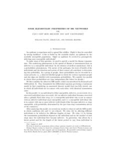 SOME ELEMENTARY PROPERTIES OF SIR NETWORKS OR, CAN I GET SICK BECAUSE YOU GOT VACCINATED? WILLIAM FLOYD, LESLIE KAY, AND MICHAEL SHAPIRO  1. Introduction