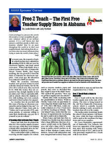 AAAA Spouses’ Corner  Free 2 Teach – The First Free Teacher Supply Store in Alabama Judy Konitzer