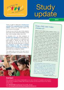 The Longitudinal Study of Australian Children  Study update 2012