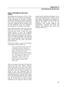 Appendix 5 Architectural Summary EARLY NEW MEXICO MILITARY FORTS Site planning and construction of forts in New Mexico seem to have followed few guidelines.