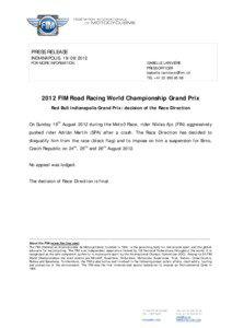 Microsoft Word - Red Bull Indianapolis Grand Prix - Decision of Race direction, 18 August