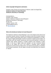 Online Copyright Infringement submission—Swinburne Institute for Social Research, Swnbure University of Technology