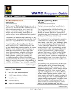 WAMC Program Guide April[removed]Volume 20 Issue 4 Up Jumped Spring!  The Roundtable Panel