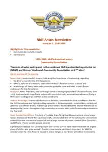 Nhill Anson Newsletter Issue No 7. 15‐8‐2010 Highlights in this newsletter: • •