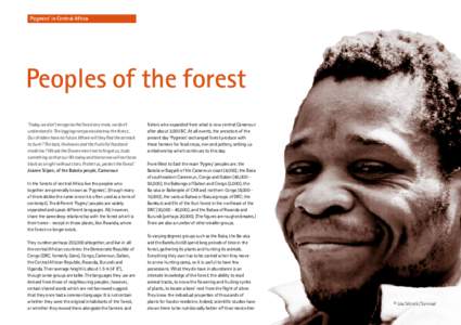 ‘Pygmies’ in Central Africa  Peoples of the forest ‘Today, we don’t recognise the forest any more, we don’t understand it. The logging companies destroy the forest... Our children have no future. Where will the