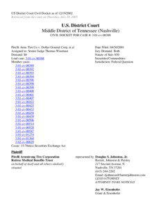 Pirelli Armstrong Tire Corporation Retiree Medical Benefits Trust, et al. v. Dollar General Corporation, et al. 01-CV-0388-U.S. District Court Civil Docket