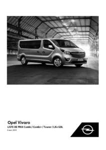 Opel Vivaro LISTE DE PRIX Combi / Combi+ / Tourer / Life GDL 6 mars 2018 1