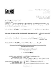 Triclocarban Toxicological Summary Sheet, May 2013