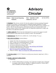 Subject: Model Aircraft Operating Standards Date: September 2, 2015 Initiated by: AJV-115