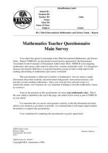 Trends in International Mathematics and Science Study / Science / International Association for the Evaluation of Educational Achievement / Mathematics education / Questionnaire / Programme for International Student Assessment / Education / Educational research / Research