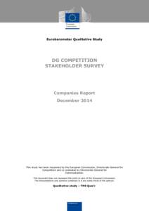 Eurobarometer Qualitative Study  DG COMPETITION STAKEHOLDER SURVEY  Companies Report