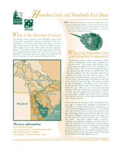 H orseshoe Crab and Shorebirds Fact Sheet Fact: The horseshoe crab plays a vital role in the life of anyone who W hat is the Delaware Estuary? The Delaware Estuary is located in the Mid-Atlantic region of the United Stat
