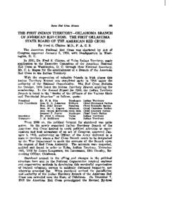 THE FIRST INDIAN TERRITORY4KLAHOMA BRANCH OF AMERICAN RED CROSS. THE FIRST OKLAHOMA STATE BOARD OF THE AMERICAN RED CROSS By Fred S. Clinton. M.D.,F. A. C. S. The American National Red Cross was chartered by Act of Congr