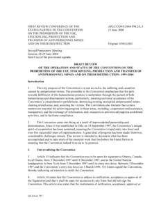 FIRST REVIEW CONFERENCE OF THE APLC/CONF/2004/PM.2/L.5 STATES PARTIES TO THE CONVENTION 15 June 2004 ON THE PROHIBITION OF THE USE, STOCKPILING, PRODUCTION AND