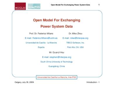 Open Model For Exchanging Power System Data  1 Open Model For Exchanging Power System Data