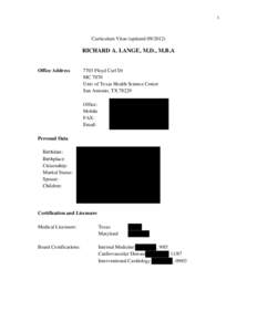 1  Curriculum Vitae (updated[removed]RICHARD A. LANGE, M.D., M.B.A