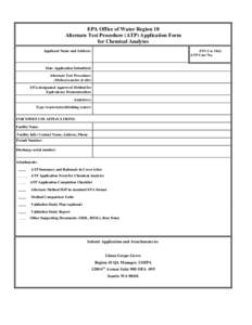 Alternate Test Procedure (ATP) Application Form for Chemical Analytes