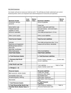 Generally Accepted Accounting Principles / Financial ratios / Financial accounting / Financial statements / Asset / Net worth / Current asset / Current ratio / Account / Accountancy / Finance / Business