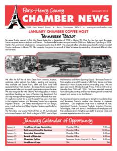 Paris-Henry County  JANUARY 2013 Chamber News 2508 East Wo o d Stre et