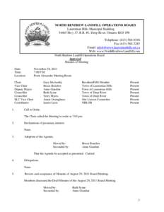 NORTH RENFREW LANDFILL OPERATIONS BOARD Laurentian Hills Municipal Building[removed]Hwy 17, R.R. #1, Deep River, Ontario KOJ 1P0 Telephone: ([removed]Fax[removed]Email: [removed]